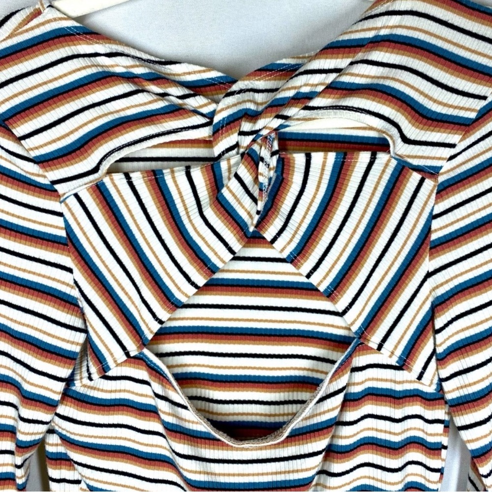 Hollister twist-tie backless long sleeve striped shirt